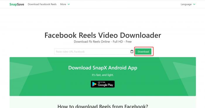 start downloading Facebook reel
